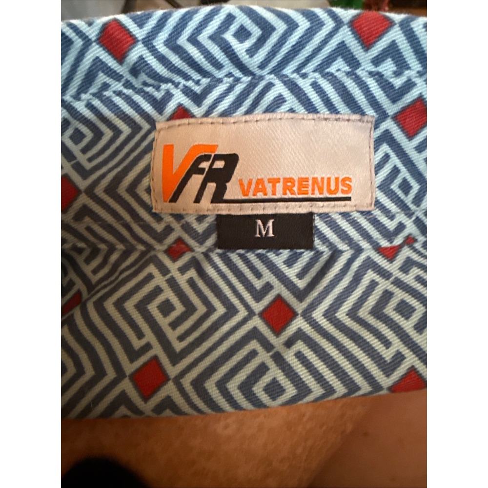 Vatrenus FR Flame Resistant Work Shirt Mens Medium Blue Geometric Snap Western - Picture 5 of 5